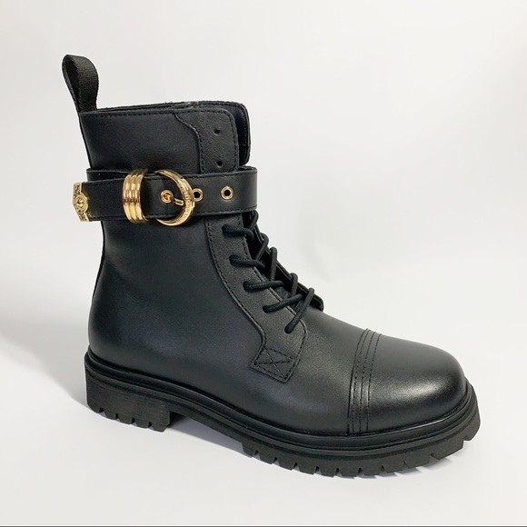 Versace Shoes - ⭕️ VERSACE JEANS Combat Boots Black Leather Gold